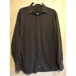 F/X FUSION Men Medium M Button Shirt Geometric Long Sleeves Cotton Blend